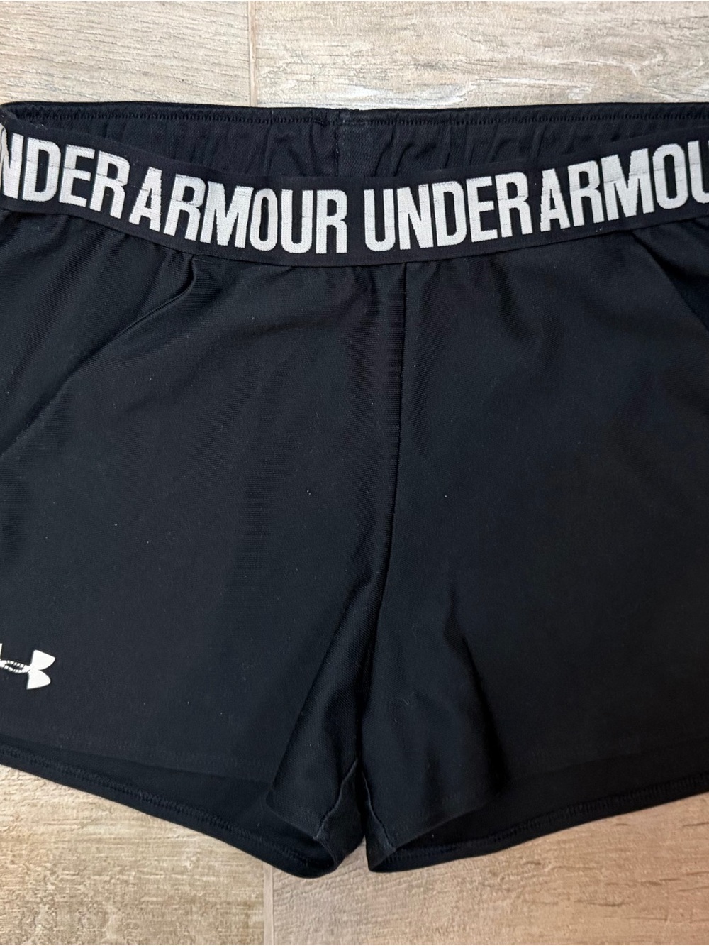 Under Armour Women's Black Athletic Shorts with Logo Waistband